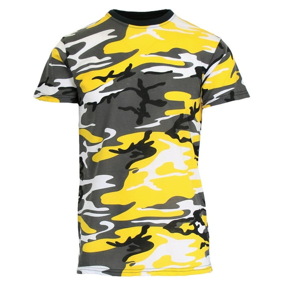 Men's Camo Print Short Sleeve T-Shirt, Crew Neck, Tagless, Cotton Blend, Fitted Style (S-2XL)