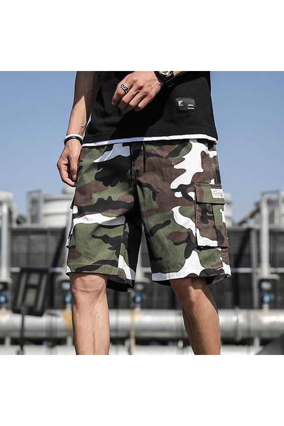 Men's Camo Shorts Summer Outdoors Casual Camouflage Overalls Plus Size Big and Tall Sport Shorts Pants