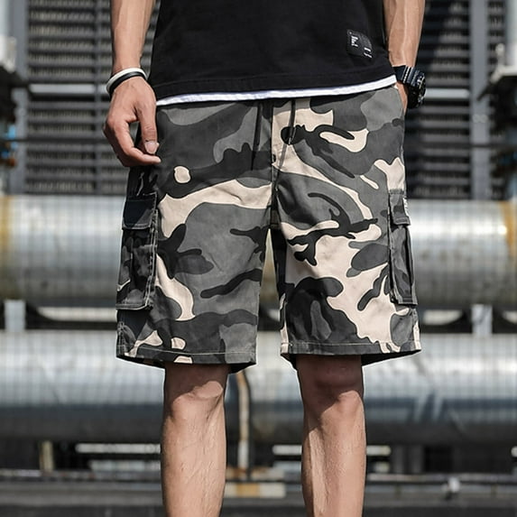 Men's Camo Shorts Summer Outdoors Casual Camouflage Overalls Plus Size Big and Tall Sport Shorts Pants