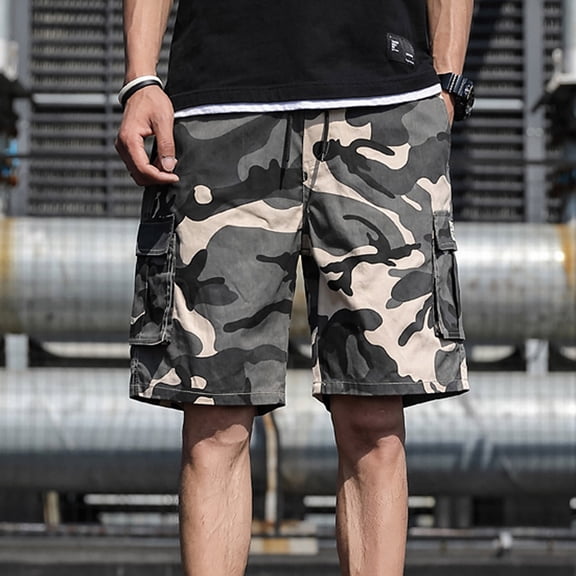 Men's Camo Shorts Summer Outdoors Casual Camouflage Overalls Plus Size Big and Tall Sport Shorts Pants