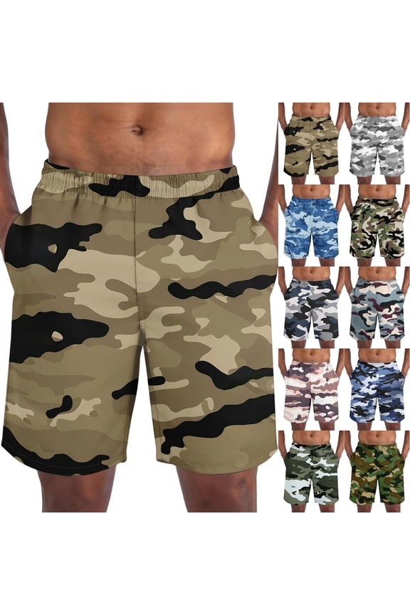 Men's Camo Swim Trunks With 5 Inch Inseam And Mesh Liner Featuring Quick Dry Stretch Fabric For Beach Pool Surfing Diving Army Green M