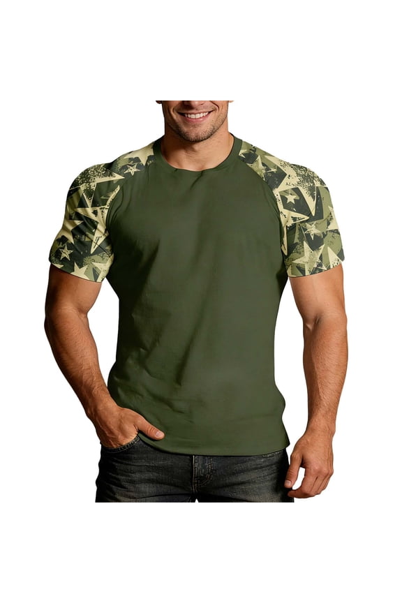 Men's Camo T Shirt Drop Shoulder Quick Dry Shirts Short Sleeve Fishing Camouflage Shirt Army Green XXXXXL