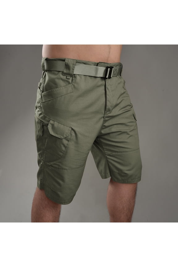 Men's Camo Utility Cargo Shorts - Cotton Multi-Pocket Relaxed Fit for Wild Outdoor Work Hiking Green M