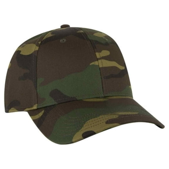 Men’s Camouflage 6 Panel Adjustable Low Profile Baseball Cap, Dark Green/Brown