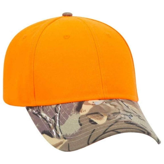 Men’s Camouflage 6 Panel Adjustable Low Profile Baseball Cap, Khaki/Brown/Light Olive/Neon Orange