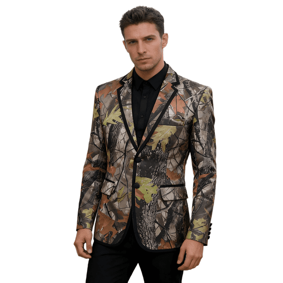 Men's Camouflage Blazer Slim Fit Coat for Stylish Getaways, Party, and Casual Wear