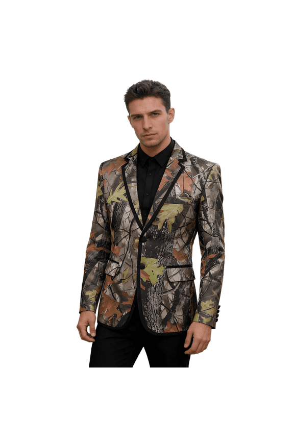 Men's Camouflage Blazer Slim Fit Coat for Stylish Getaways, Party, and Casual Wear