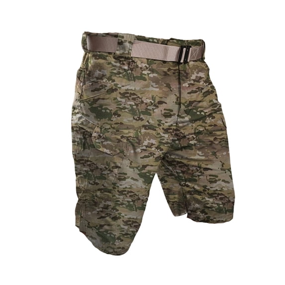 Men's Camouflage Cargo Shorts with Multi Pockets Elastic Waistband Shorts Pants Drawstring Ripstop Straight Leg Cargo Shorts Military Outdoor Breathable Hiking Fishing Bottom,Green 2XL