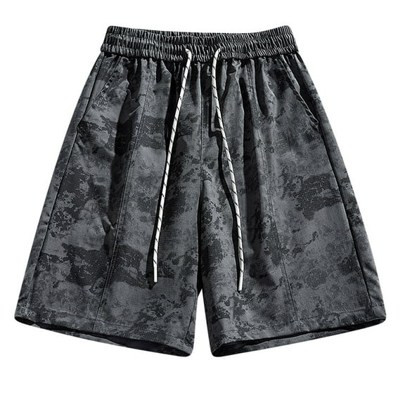 Men's Camouflage Cargo Shorts Summer Wide Leg Beach Shorts Elastic Waist Workwear Shorts