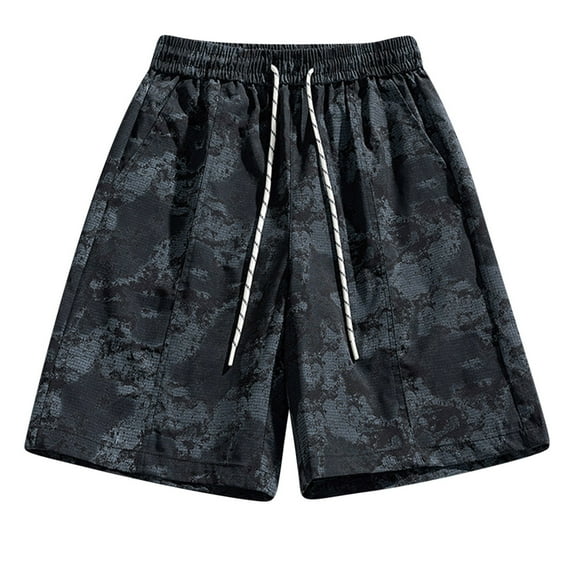 Men's Camouflage Cargo Shorts Summer Wide Leg Beach Shorts Elastic Waist Workwear Shorts