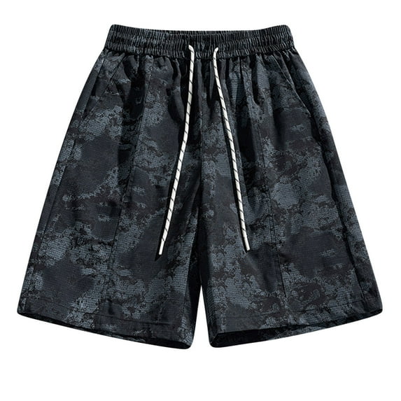 Men's Camouflage Cargo Shorts Summer Wide Leg Beach Shorts Elastic Waist Workwear Shorts