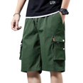thumbnail image 1 of Men's Camouflage Casual Cargo Shorts, Loose-Fit Knee-Length Outdoor Shorts with Lace-Up Detail & Multi-Pocket Design ,Dark Green 3XL, 1 of 5