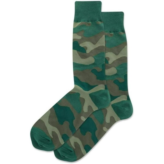 Men's Camouflage Crew Socks 1 Pair, Olive, Men's 10-13