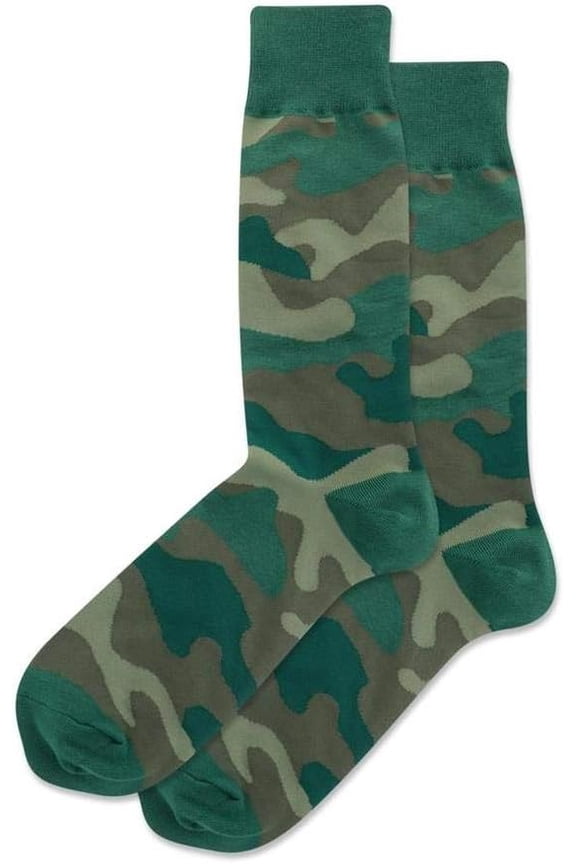 Men's Camouflage Crew Socks 1 Pair, Olive, Men's 10-13