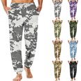 thumbnail image 1 of Men's Camouflage Pajama Pants with Pockets & Drawstring - Cuffed Jogger Sleep Bottoms for Men, Elastic Waist Soft Lightweight Lounge Homewear Gray 3XL, 1 of 7