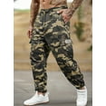 thumbnail image 1 of Men's Camouflage Pants Casual Military Army Combat Cargo Pants Leg-Bound Tapered Pants Multi-Pocket Drawstring Waist, 1 of 7