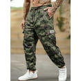 thumbnail image 1 of Men's Camouflage Pants Casual Military Army Combat Cargo Pants Leg-Bound Tapered Pants Multi-Pocket Drawstring Waist, 1 of 7