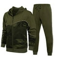 thumbnail image 1 of Men's Camouflage Patchwork Tracksuits Long Sleeve Zip Up Hoodies & Sweatpants Athletic Jogging Suits with Pockets, 1 of 7