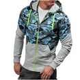 thumbnail image 1 of Men's Camouflage Patchwork Zip Up Hoodies Casual Long Sleeve Hooded Sweatshirt Jacket with Pockets, 1 of 6