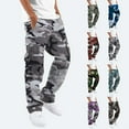thumbnail image 1 of Men's Camouflage Print Cargo Pants Drawstring Elastic Waist Tapered Pockets, 1 of 8