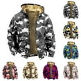 thumbnail image 1 of Men's Camouflage Print Fleece Lined Thickened Jacket with Zipper Hood - Casual Trendy Coat for Winter Outdoors, Christmas Gifts, and Adventure Trips, Ideal for Men,Black,L, 1 of 4