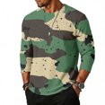 thumbnail image 1 of Men's Camouflage Print Raglan Sleeve Three-Quarter Sleeve Top, Round Neck Casual Shirt for Military and Outdoor Style,Army Green,L, 1 of 4