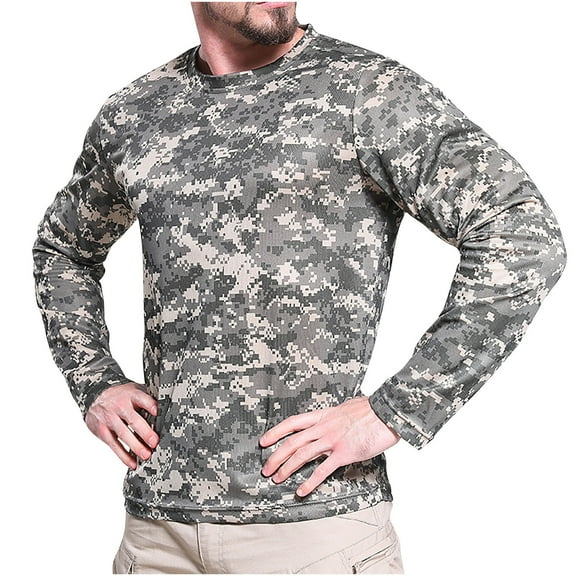 Men's Camouflage Quick Dry Sun Shirts UPF 50+ Sun Protection Long Sleeve Cooling Outdoor Fishing Hiking Shirts