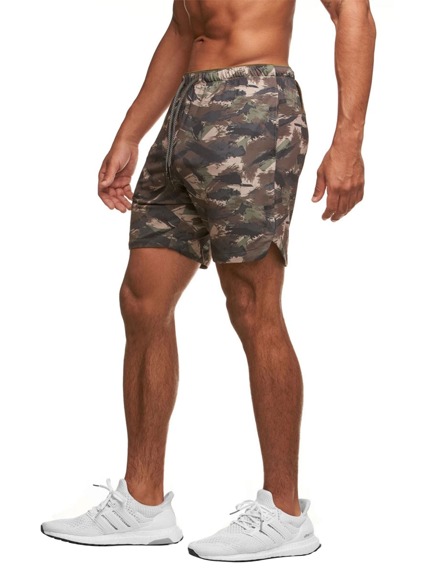 Men's Camouflage Shorts Elastic Waist Sports Athletic Short Pants with