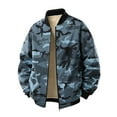 thumbnail image 1 of Men's Camouflage Stand-Up Collar Fleece-Lined Baseball Jacket, Gray, Size S, 1 of 4