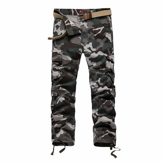 Men's Camouflage Tactical Work Pants with Rip-Resistant Fabric, Multi-Pocket Design for Outdoor Adventures and Casual Wear (Durable & Functional, No Belt Included),Blue 38