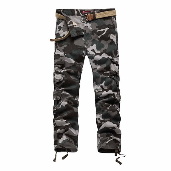 Men's Camouflage Tactical Work Pants with Rip-Resistant Fabric, Multi-Pocket Design for Outdoor Adventures and Casual Wear (Durable & Functional, No Belt Included),Blue 40