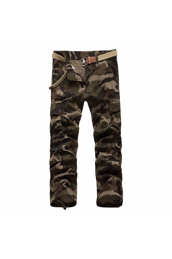 Men's Camouflage Tactical Work Pants with Rip-Resistant Fabric, Multi-Pocket Design for Outdoor Adventures and Casual Wear (Durable & Functional, No Belt Included),Green 34