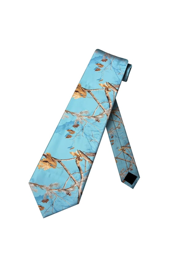 Men's Camouflage Tree Branch Necktie Outdoor Camo Pattern Dress Tie for Weddings & Work