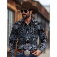 thumbnail image 1 of Men's Camouflage Western Shirt Camo Printed Long Sleeve Shirts Casual Button Down Lapel Collar Blouse Western Cowboy Shirt Tops Blue XL, 1 of 5