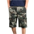 thumbnail image 1 of Men's Camouflage Work Shorts Multiple Pockets Straight Tube Five Piece Pants Beach Vacation Casual Shorts(Army Green,S), 1 of 9