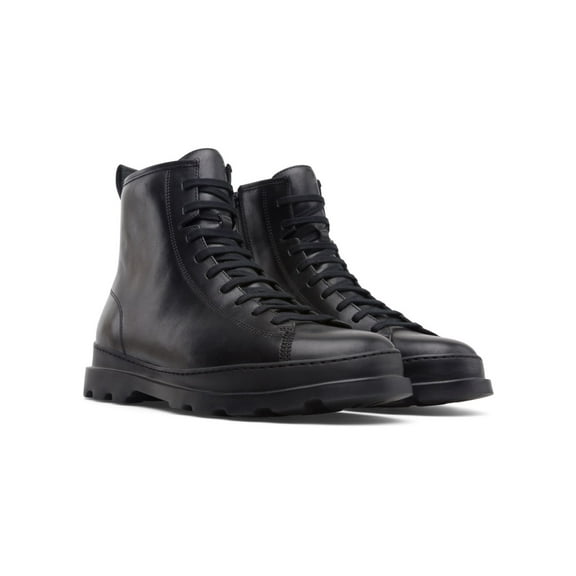 CAMPER Mens Black Lace-Up Front Heel Pull-Tab Cushioned Brutus Round Toe Wedge Zip-Up Leather Boots Shoes 41