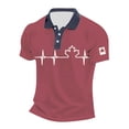 thumbnail image 1 of Men's Canada Flag Print Slim Fit Short Sleeve Casual Style Zip Polo Shirt,Red,XL, 1 of 3