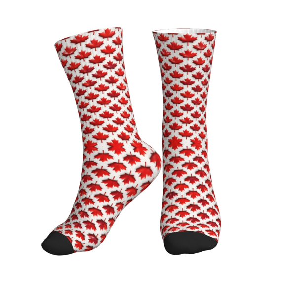 Men's Canada Maple Leaf Pattern Novelty Athletic Socks Women's Digital Printing Funky Patterned Crew Socks