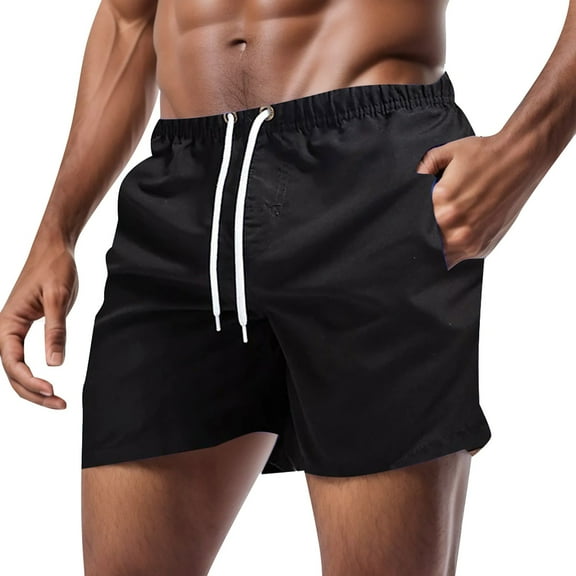 Men's Candy Color Board Shorts - Solid Color Lace-Up Beach Swim Trunks, Quick-Dry Nylon/Spandex Blend
