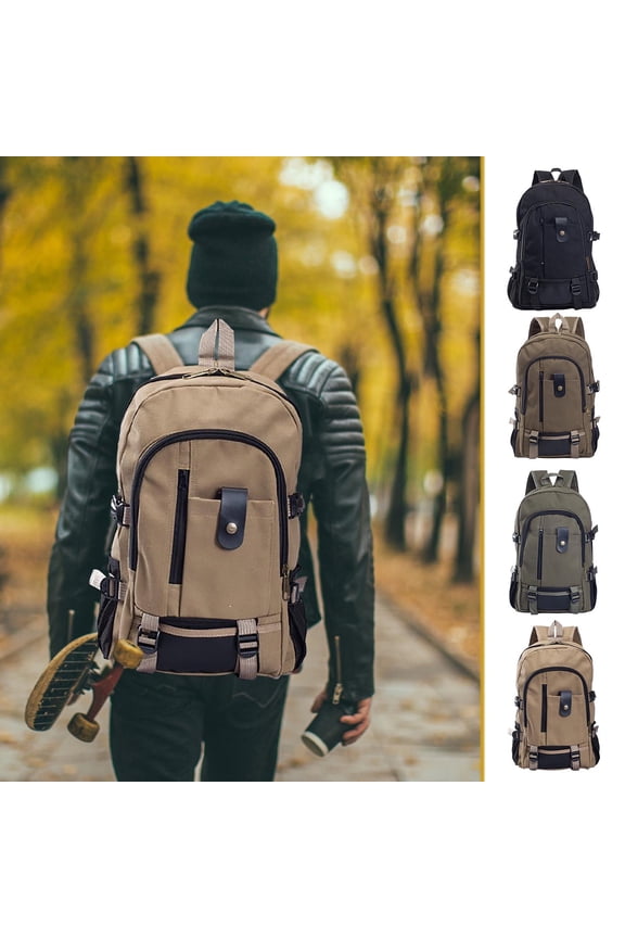 Men's Canvas Backpack | Large Capacity Laptop Bag Dacron Lightweight Tear-Resistant Travel Daypack | Adjustable Straps, Multiple Pockets, Breathable Design, Fits 15.6 Inch Computer