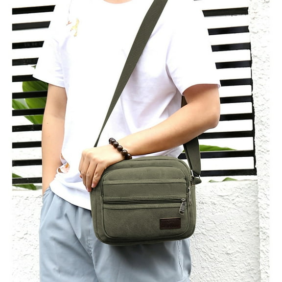 Men's Canvas Chest Rucksack,Crossbody Sling Bag,Outdoor Sports Shoulder Backpack,Multi Compartment Travel Bag,Lightweight Daypack for Hiking Cycling,Casual Chest Pack,Hands Free Waist Bag