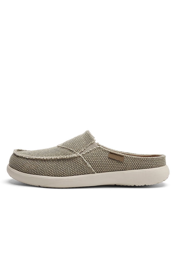 Men's Canvas Comfortable Slip On Mules, Lightweight Breathable Open Back Shoes, Non-slip Closed-toe Slippers For Outdoor