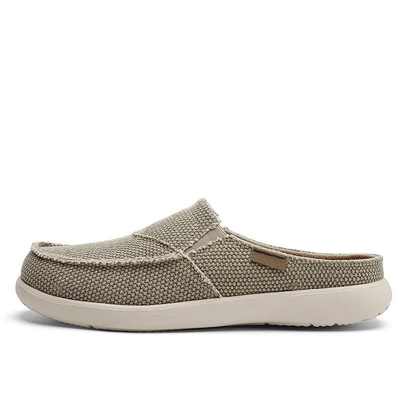 Men's Canvas Comfortable Slip On Mules, Lightweight Breathable Open Back Shoes, Non-slip Closed-toe Slippers For Outdoor