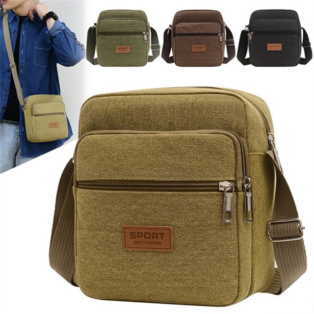 Men's Canvas Crossbody Shoulder Bag Messenger Shoulder Bag Casual Purse