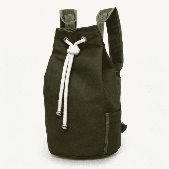 Men’s Canvas Drawstring Backpack, Large Capacity Army Green Gym Bag, Casual Cycling Backpack Army Green