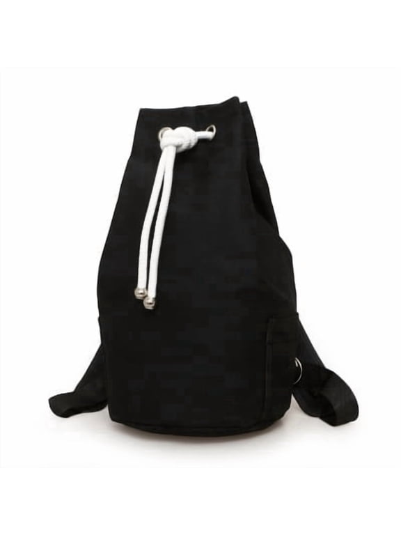 Men’s Canvas Drawstring Backpack, Large Capacity Army Green Gym Bag, Casual Cycling Backpack Black