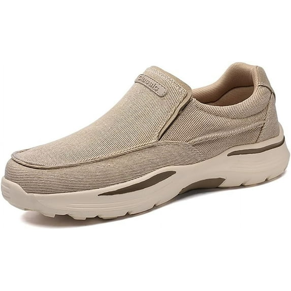 Men’s Canvas Loafers Lace Up Breathable Lightweight Casual Non Slip Comfortable Walking Boat Shoes Dress Oxfords Business Shoes