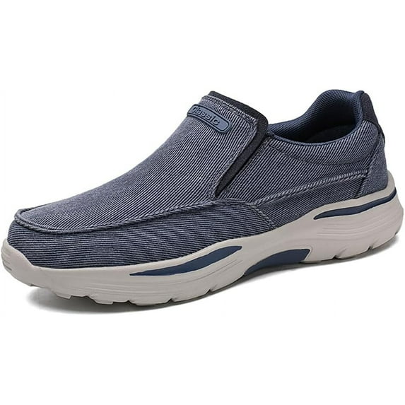 Men’s Canvas Loafers Lace Up Breathable Lightweight Casual Non Slip Comfortable Walking Boat Shoes Dress Oxfords Business Shoes