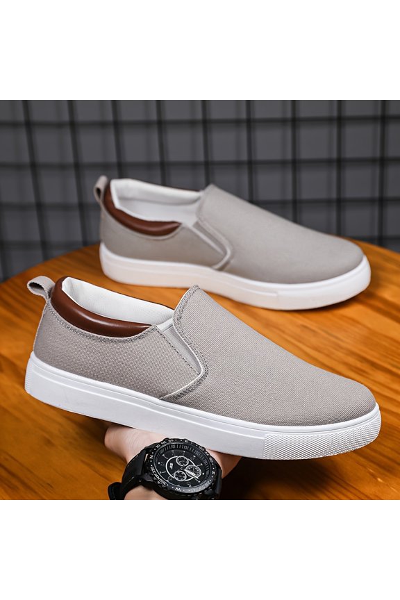 Men's Canvas Shoes, Low Cut Trendy Flat Bottomed Loafers, Minimalist Casual Sneakers, Suitable for Outdoor Wear. Lightweight and Comfortable Men's Shoes
