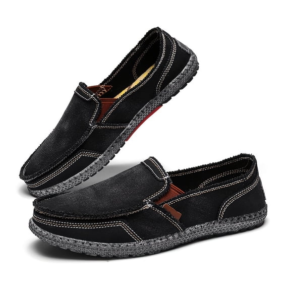 Men's Canvas Shoes, Non-Slip Loafers, Large Sizes Available, Available in 4 Colors Breathable Casual Walking Shoes,